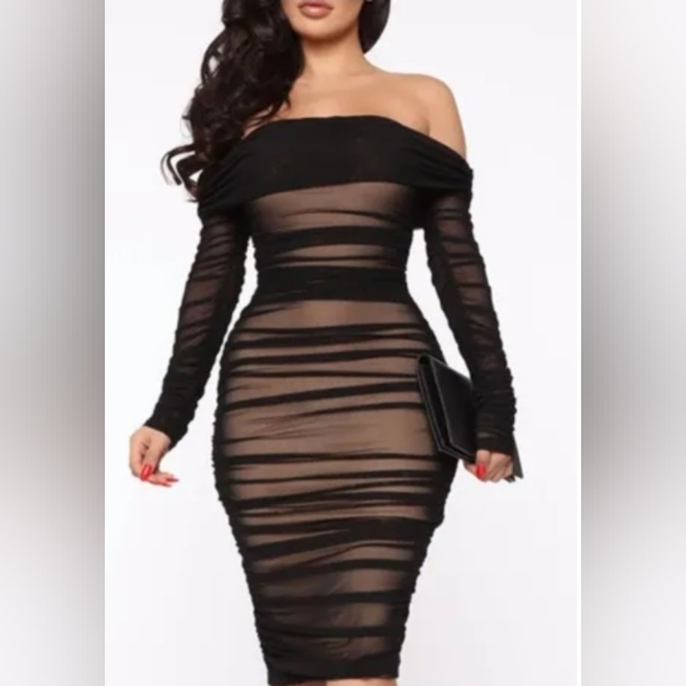 NWT Black Off the Shoulder Skirt Dress